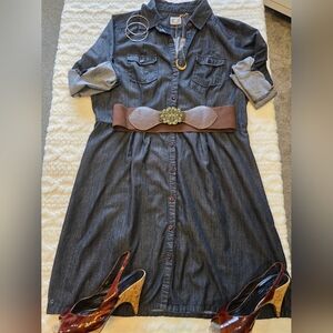 Converse One Star Black Denim Shirt Dress Size L